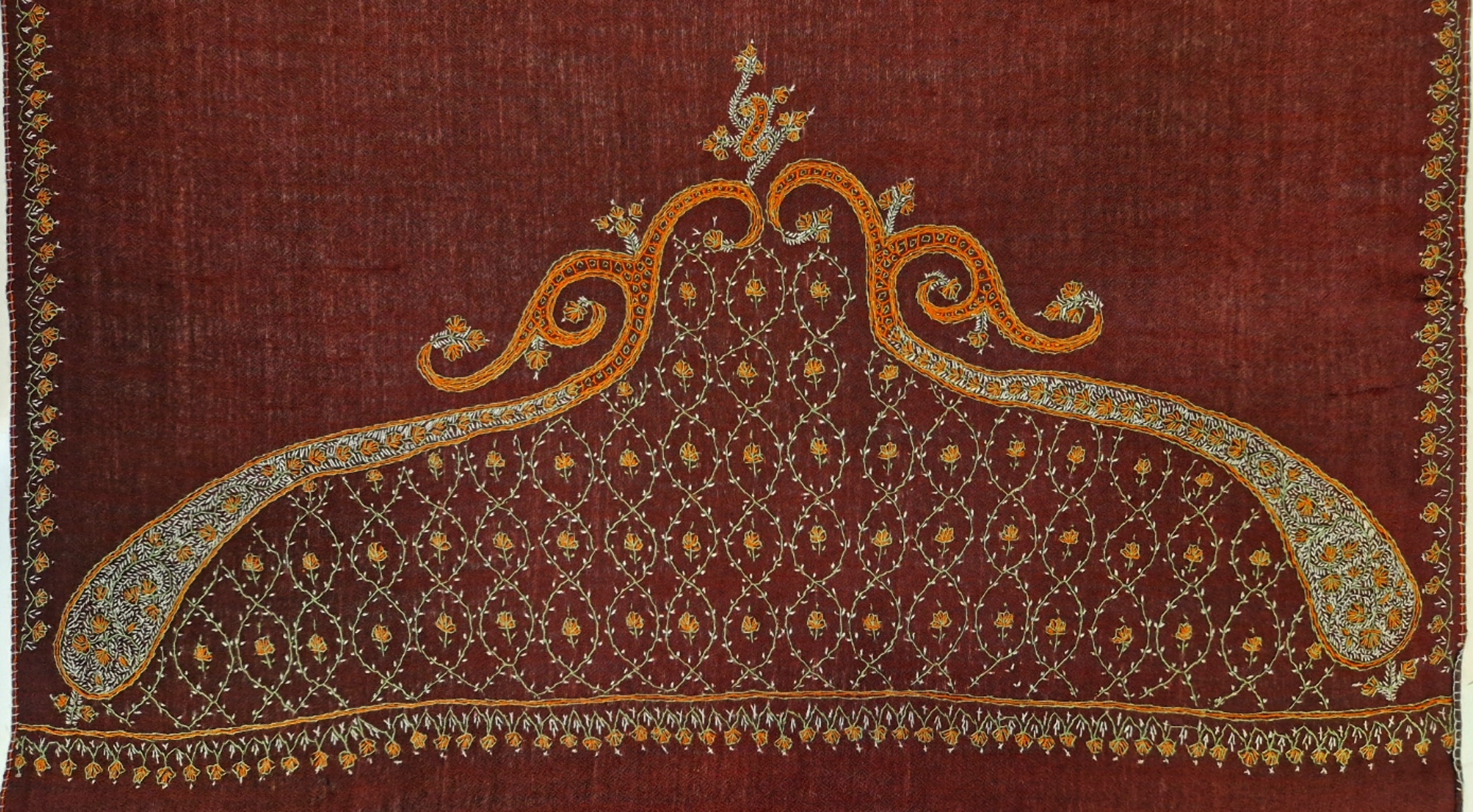 Yoga Sjal  - Handvävd i Kashmir Ull/Pashmina  - Svarta fransar - 2