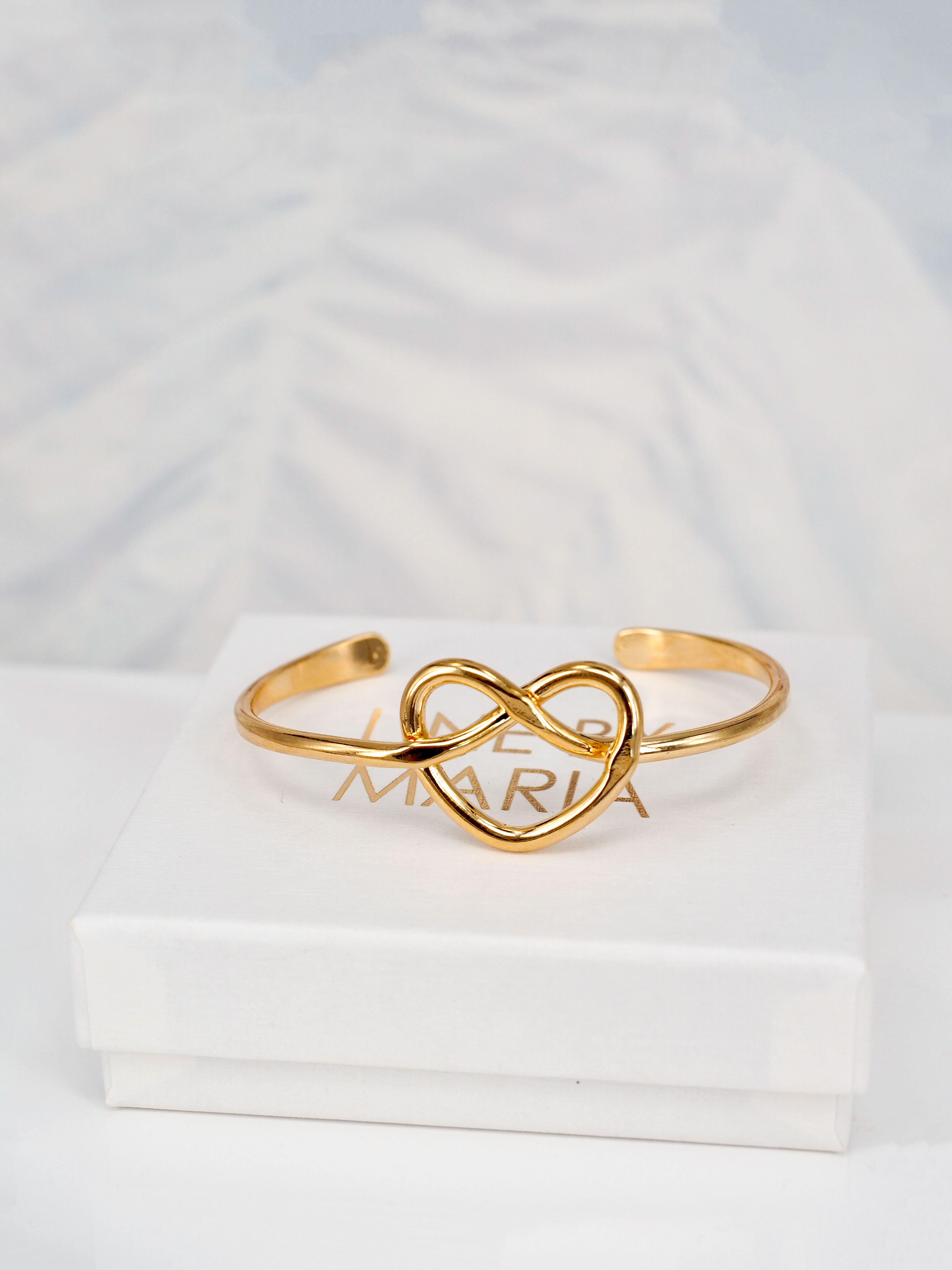 Armband Bangle Heart Pretzel Knot Gold