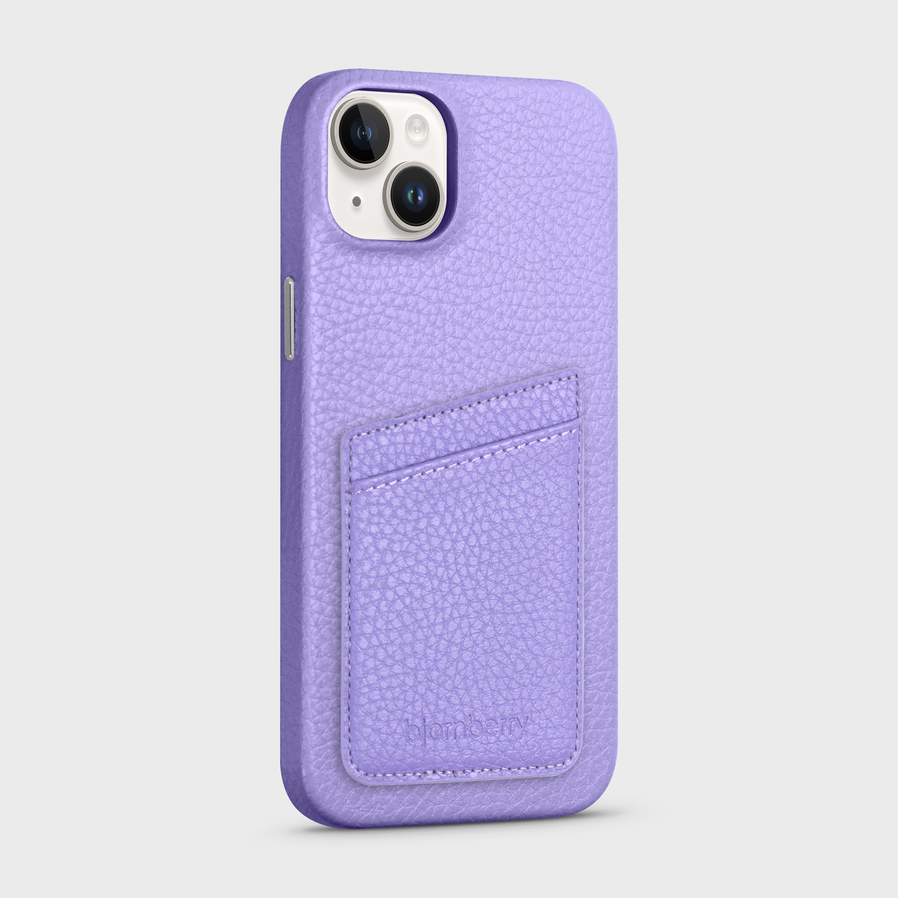 iPhone 15 Plus Leather Case with Card Holder - Purple