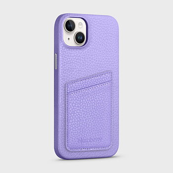 iPhone 15 Plus Leather Case with Card Holder - Purple