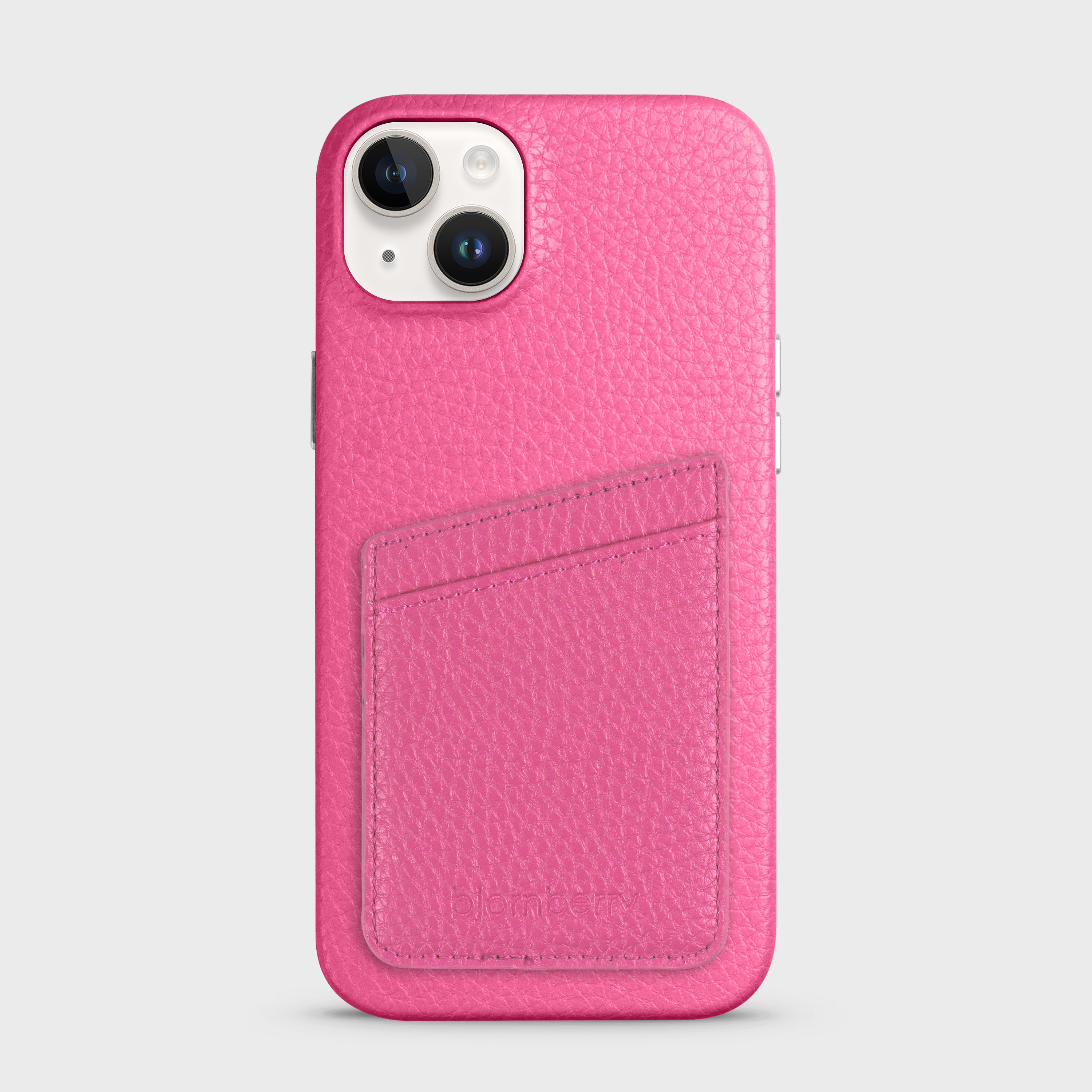 iPhone 15 Plus Leather Case with Card Holder - Cerise - 2