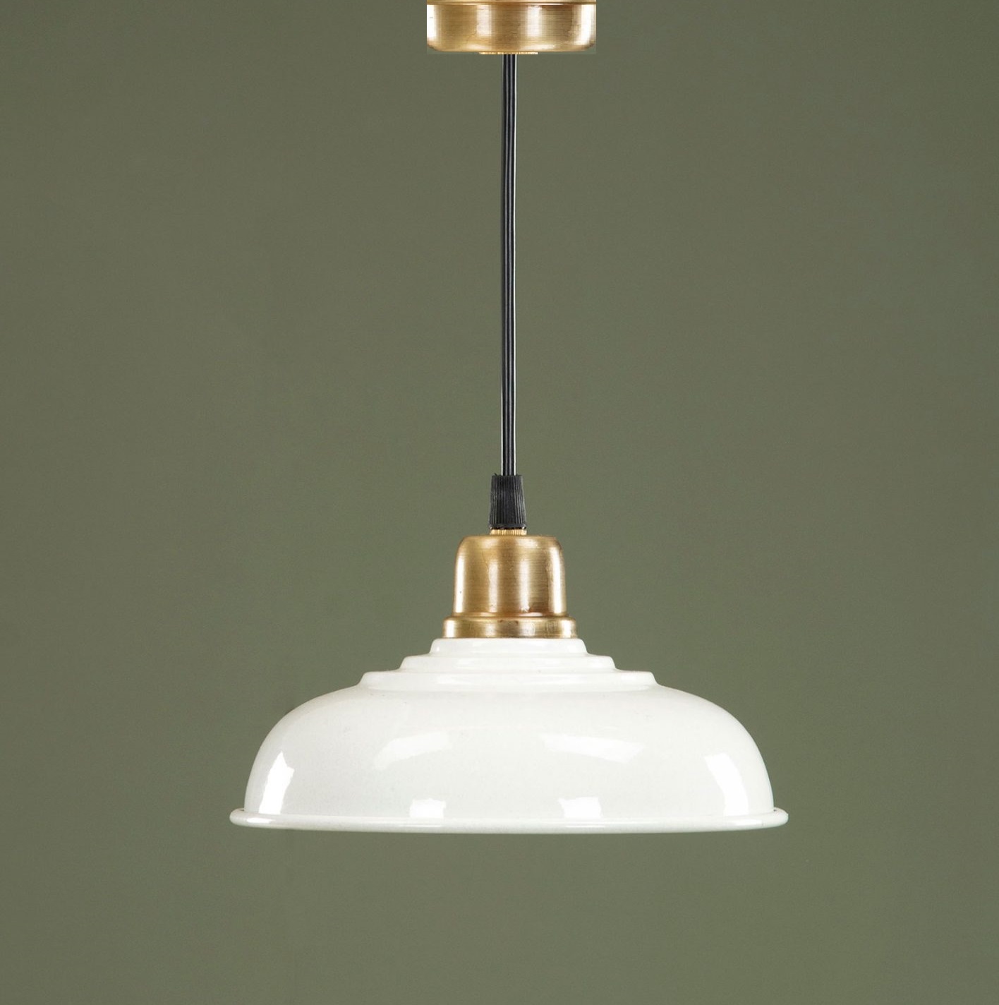 Vit taklampa emalj med takopp metall lantlig stil shabby chic