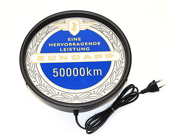 Ljusskylt "50000km" Blå