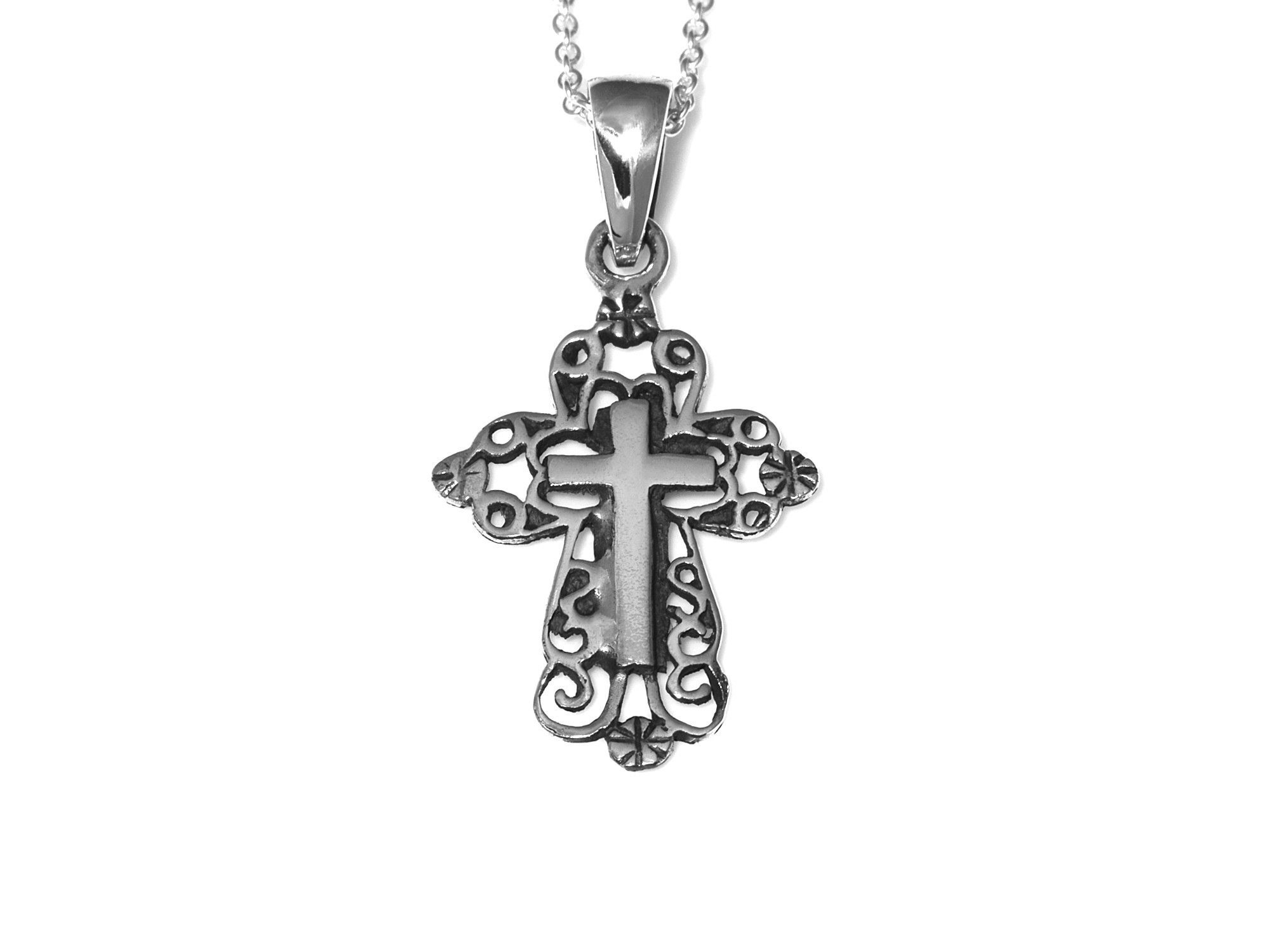 Kors Halsband i Äkta 925 Silver, Kristendom Hänge, Dop och Konfirmation Smycke - 2