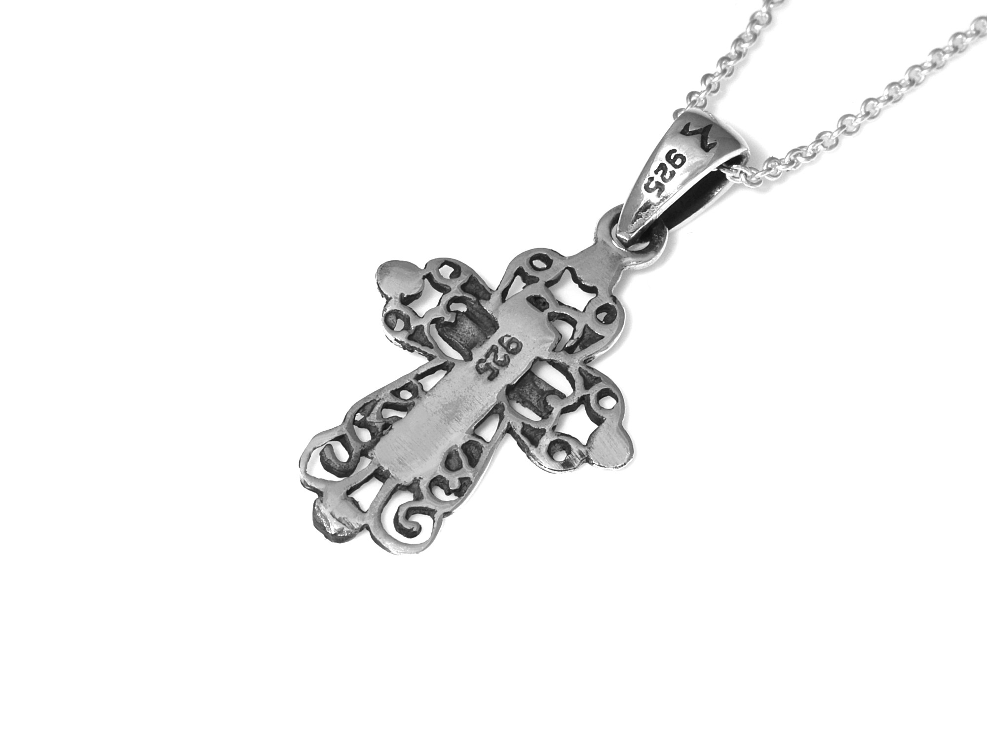 Kors Halsband i Äkta 925 Silver, Kristendom Hänge, Dop och Konfirmation Smycke - 3
