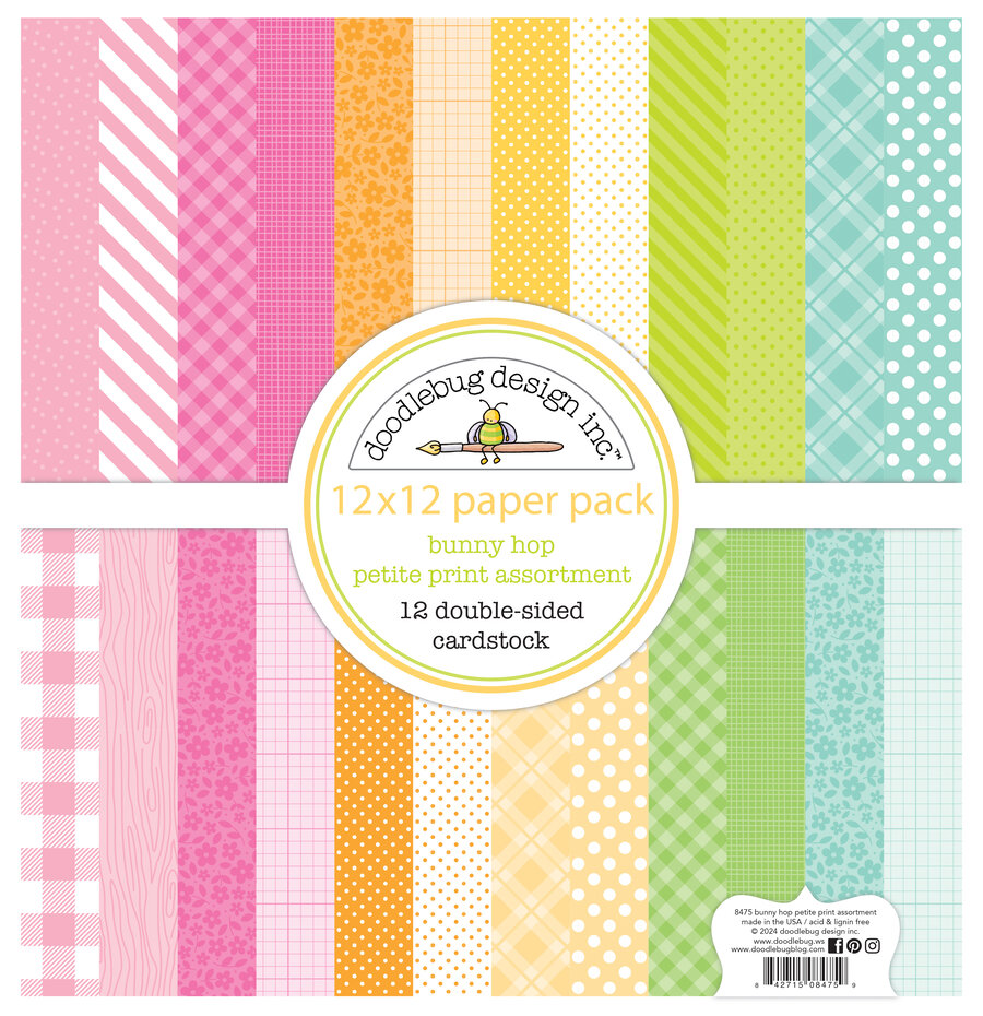 Doodlebug Design -Bunny Hop 12x12 Inch Petite Prints Assortment Pack