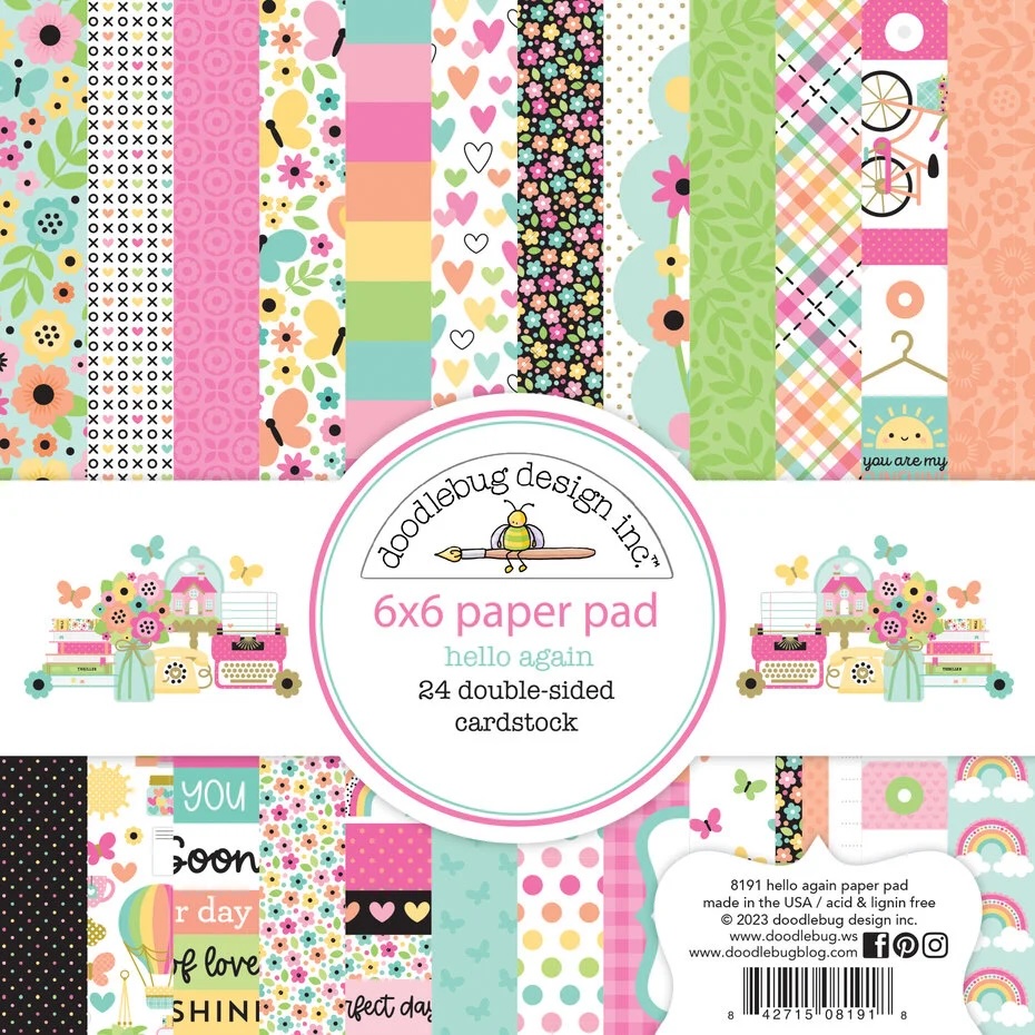 Doodlebug Design -Hello Again 6x6 Inch Paper Pad