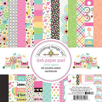 Doodlebug Design -Hello Again 6x6 Inch Paper Pad