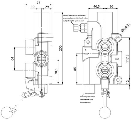 Monoblockventil Vedkly 1/2 80L P-T 3/4 - 3