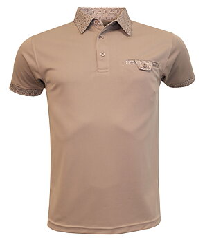 Pikétröja med Lucool funktionsmaterial, beige med paisley mönster