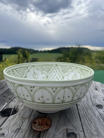 Marockansk keramikskål ljusgrön 22 cm 