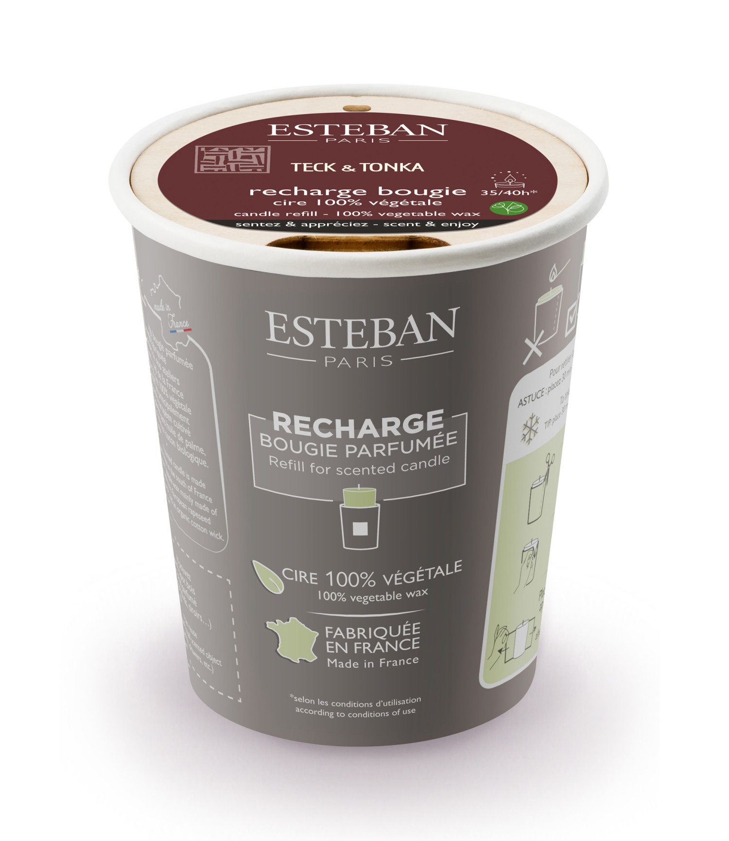 Estéban Paris Refill till  Doftljus Teck & Tonka