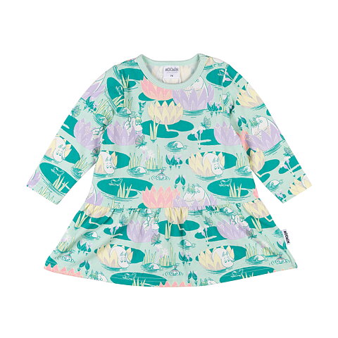 Moomin dress water lily pond mint