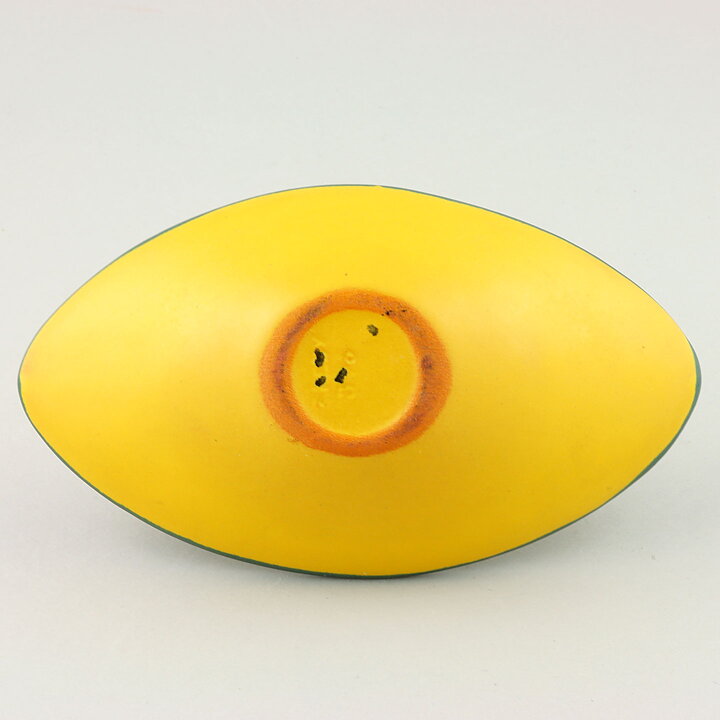 Hjördis Oldfors (Bengali 1954) Lens-Formed Bowl with Green/Yellow Decor 16 cm