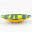 Hjördis Oldfors (Bengali 1954) Lens-Formed Bowl with Green/Yellow Decor 16 cm