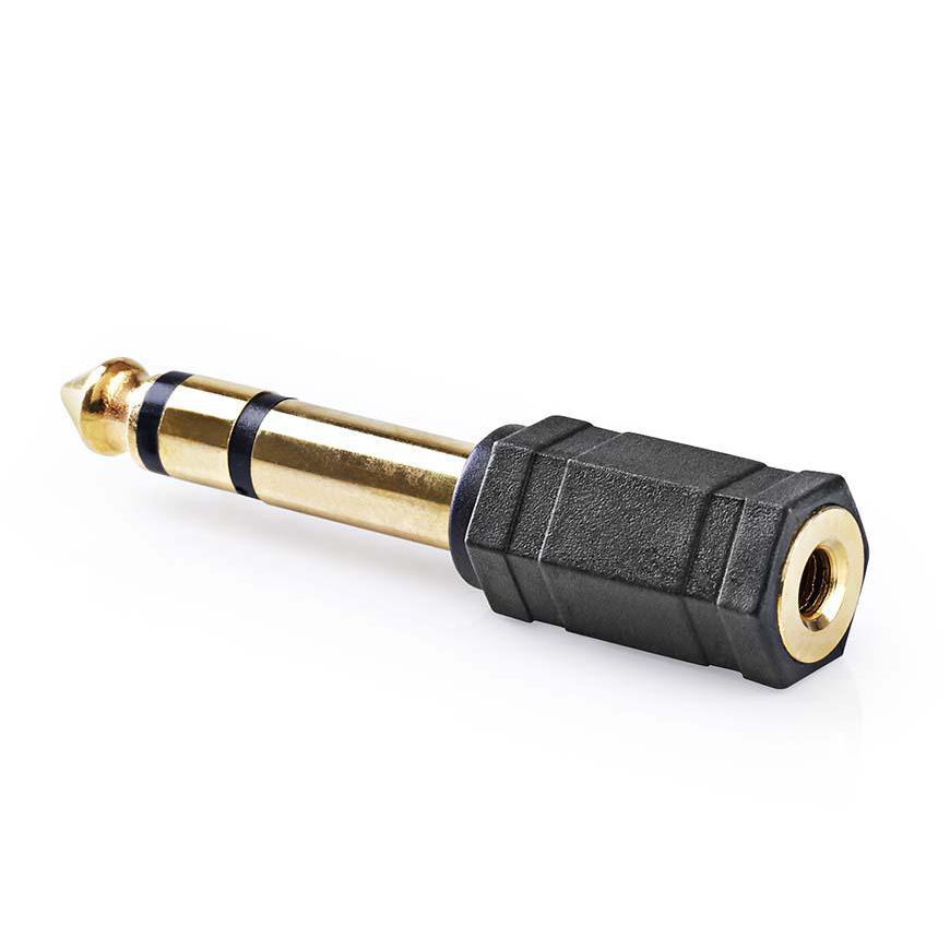 6.35mm stereo plug - 3.5mm stereo jack socket (Gold)
