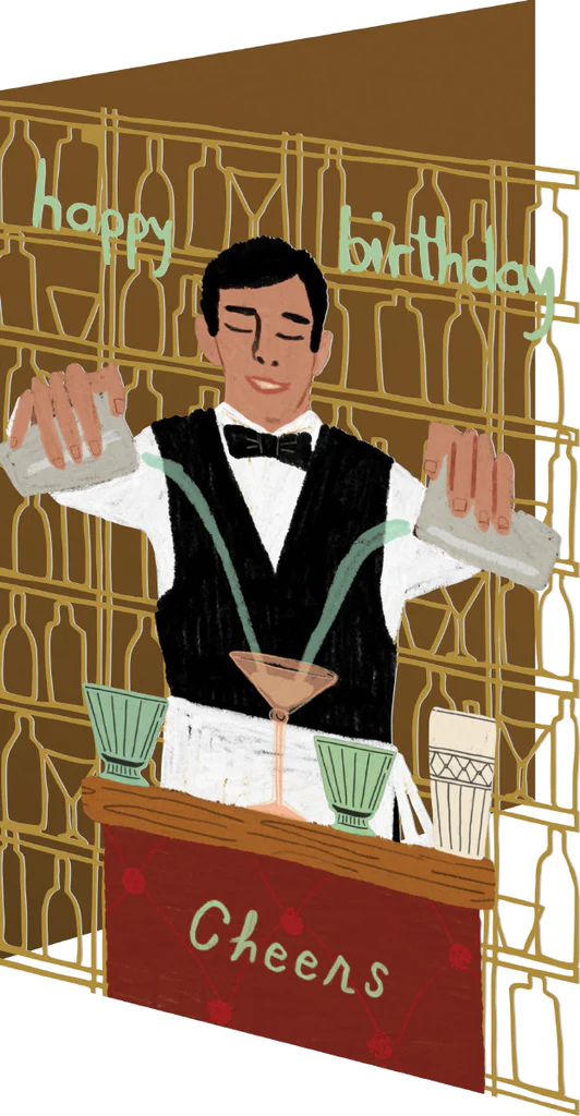 Laserutskuret kort - Mixologist, Happy Birthday