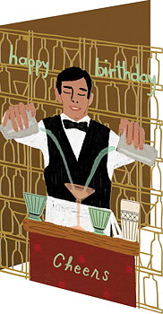 Laserutskuret kort - Mixologist, Happy Birthday