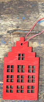 Julhänge Hus med 10 fönster, rött