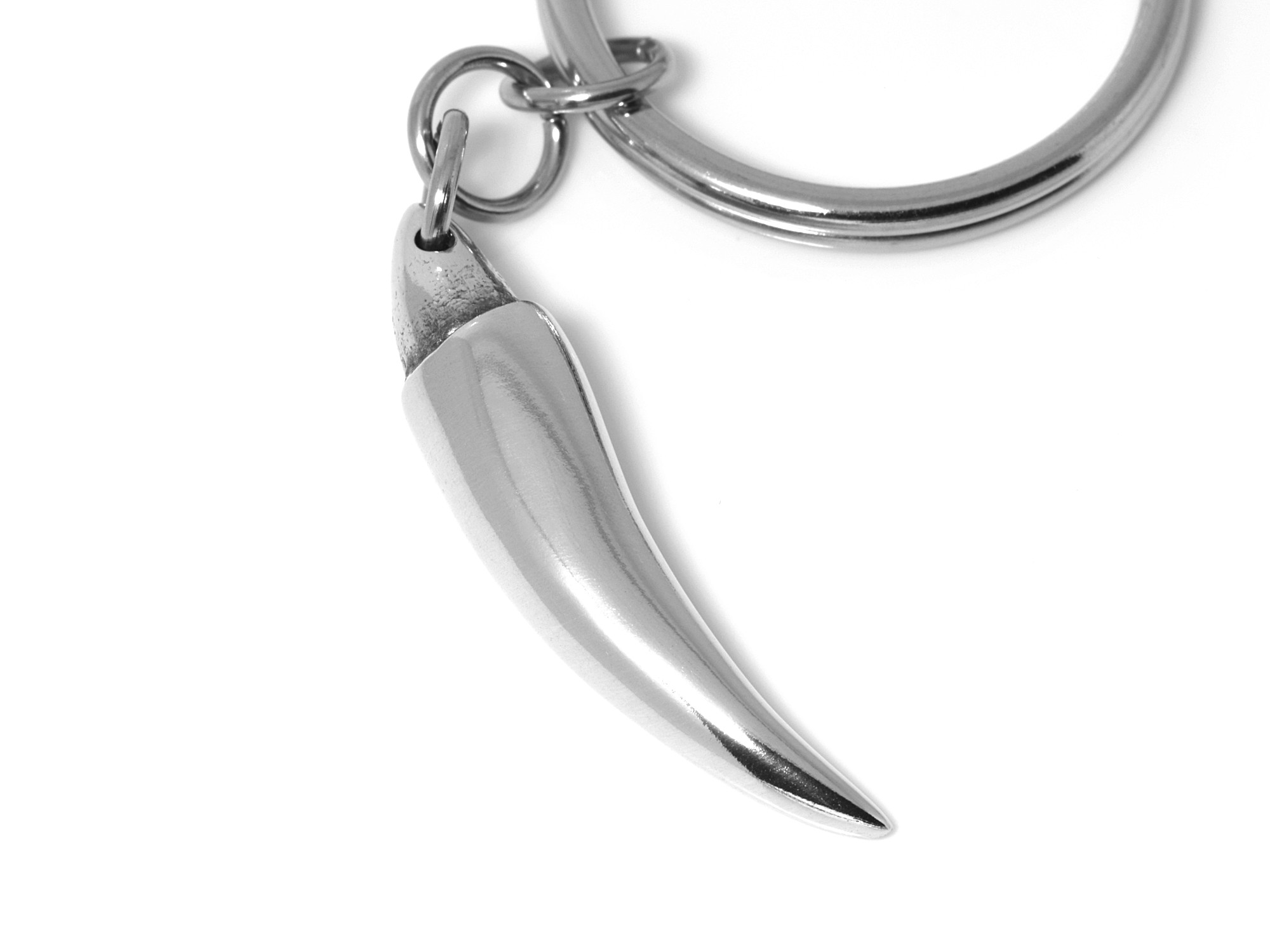 Vampyrtand Nyckelring, Vampyr Accessoar, Goth Nyckelhållare i Tenn och Stål
