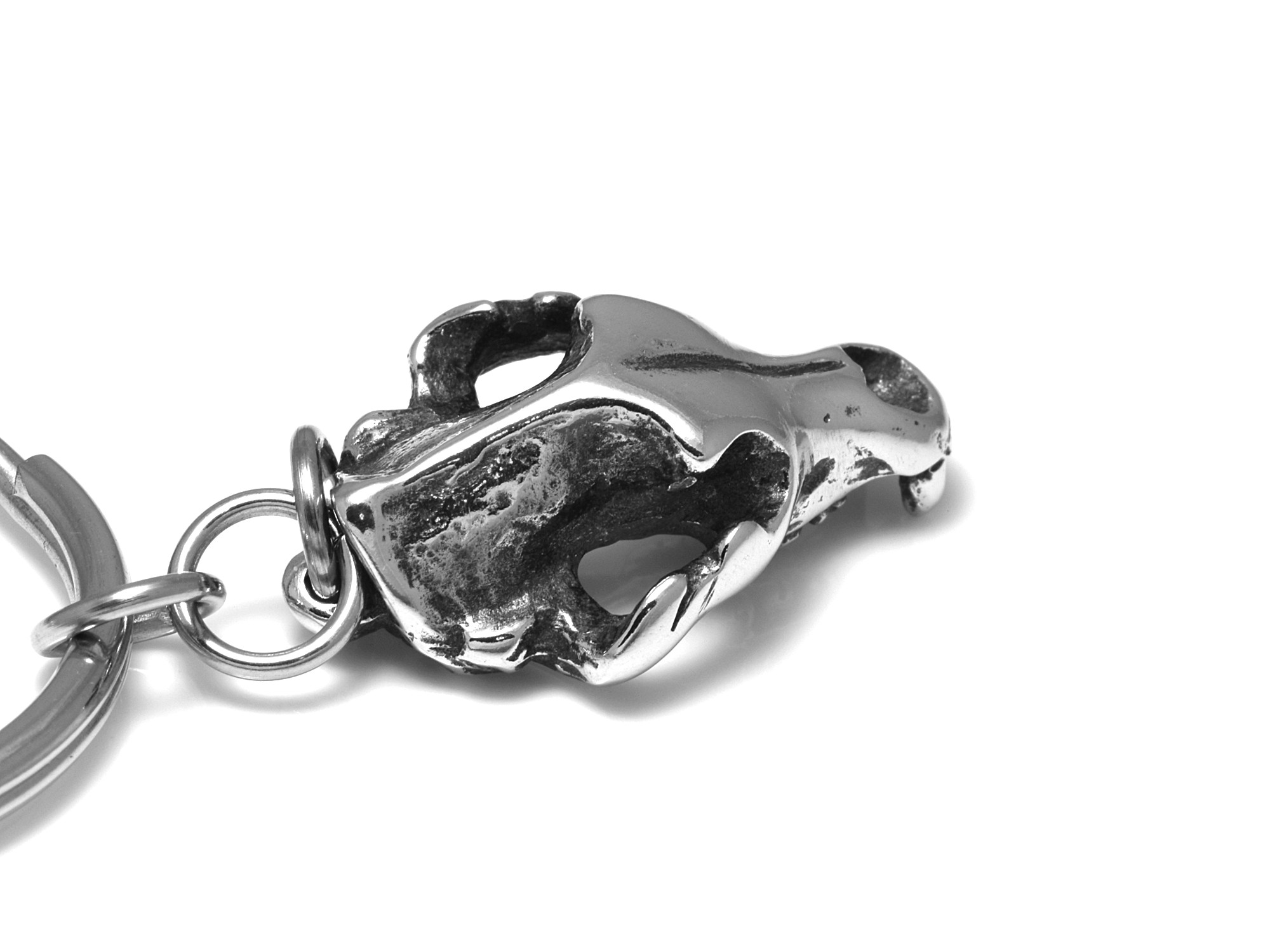 Grizzly Björnskalle Nyckelring, Björn Accessoar, Djurskalle Nyckelhållare i Tenn och Stål - 3