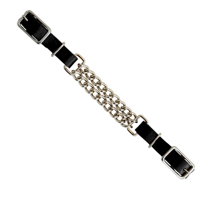 Curbstrap chain/leather Lakota, black