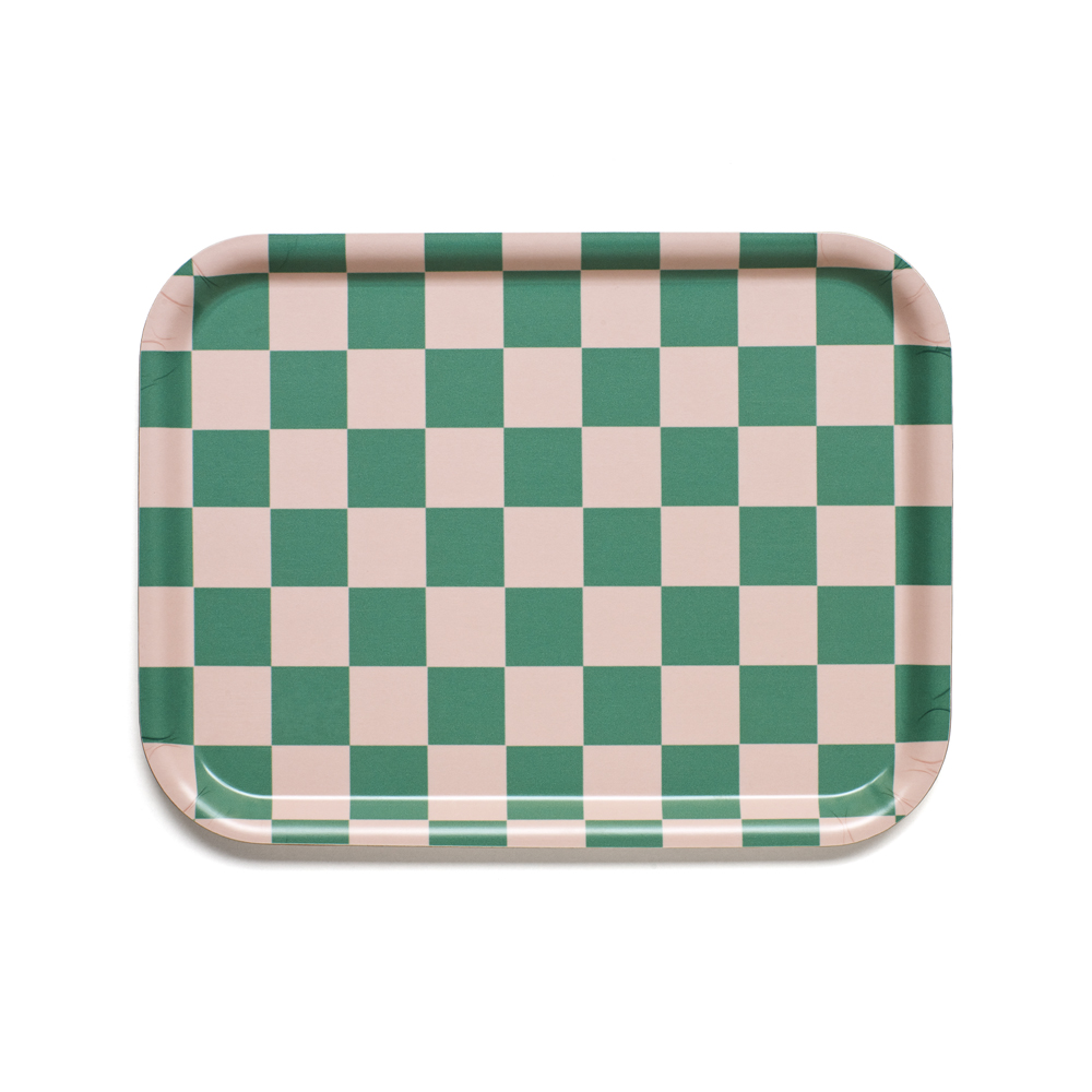 Peach Tulip  CHECKER Bricka - 27x20 cm