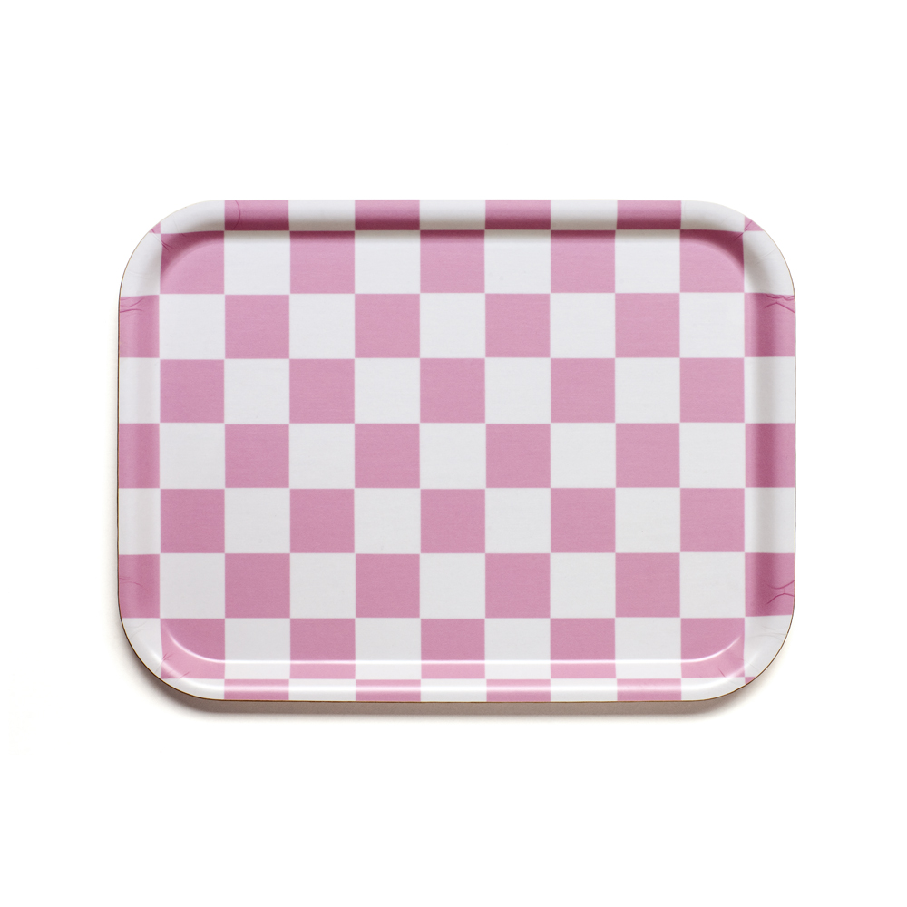 Rasberry / Cream  CHECKER Serving Tray - 27x20 cm