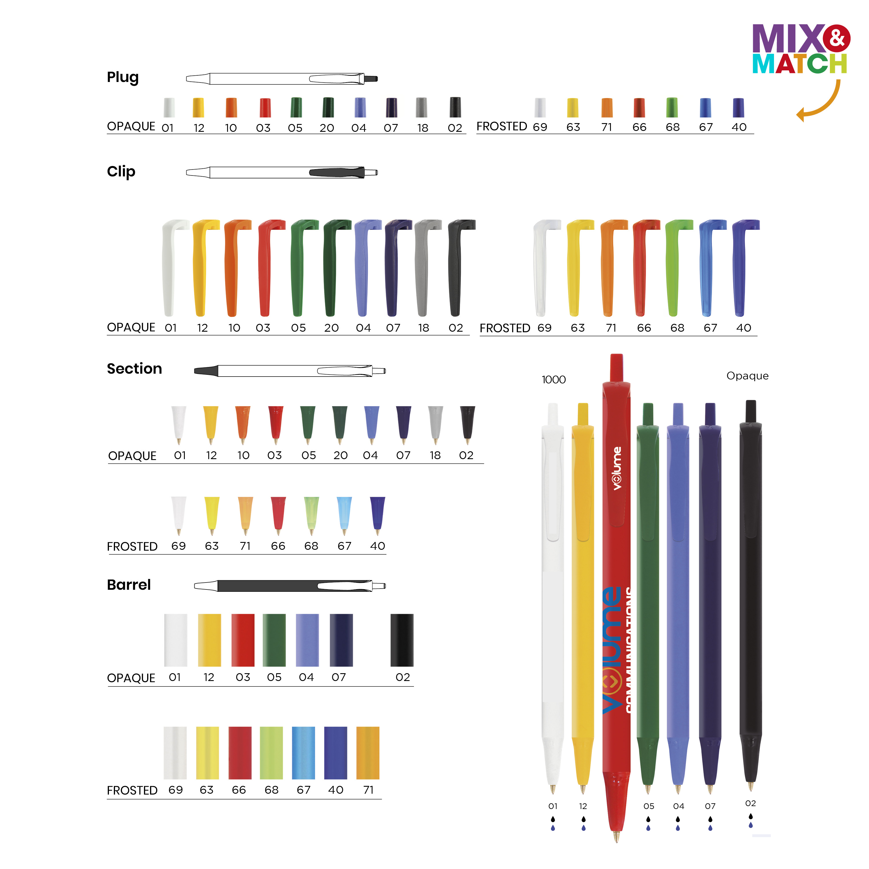 Penna BIC® Clic Stic Ballpen Opaque, 7 färger - 2