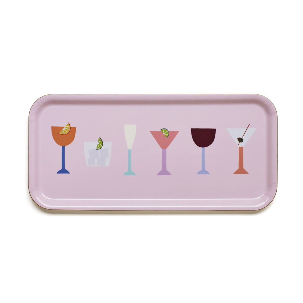 Pink COCKTAILS Serving Tray - 32x15 cm