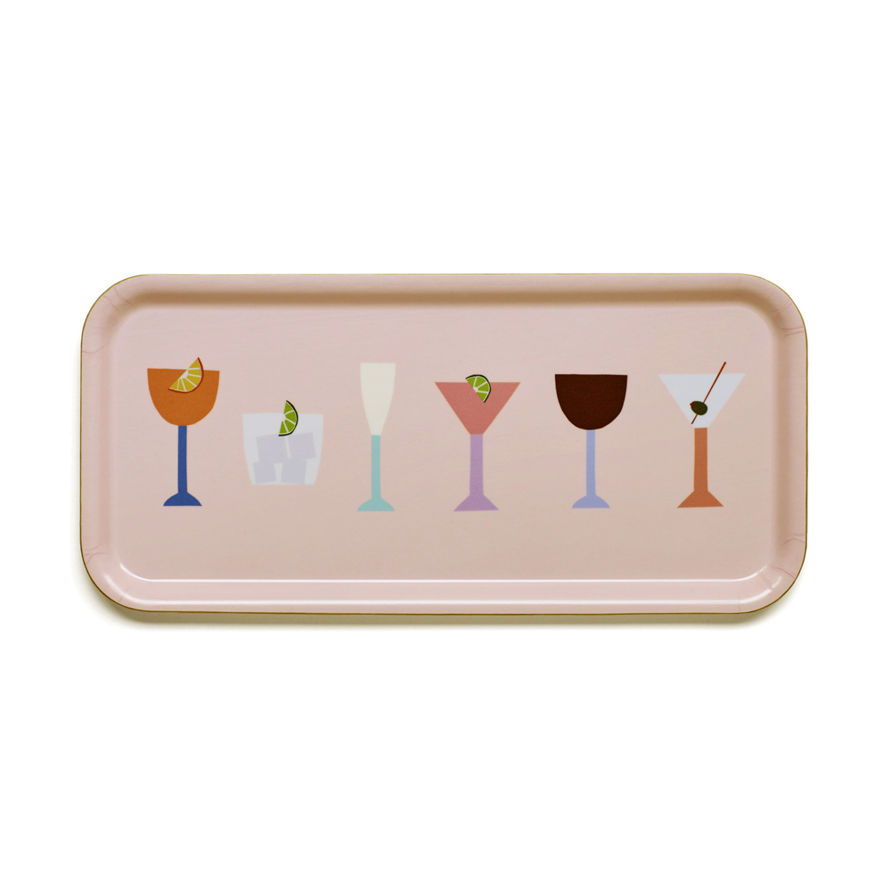 Peach COCKTAILS Serving Tray - 32x15 cm