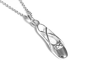 Ballerinasko Halsband i Äkta 925 Silver, Ballerina Hänge, Dans Accessoar, Balett Smycke