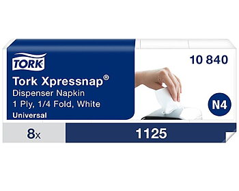 Tork 10840 Xpressnap® Vit dispenserservett, 1125 servett/paket