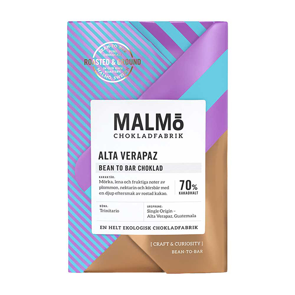 Malmö Chokladfabrik Alta Verapaz, bean to bar choklad 70 % kakaohalt Ekologisk
