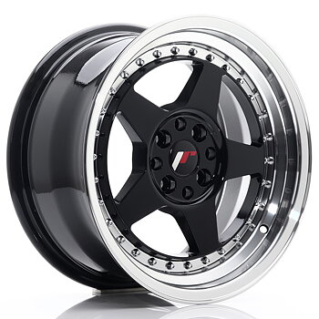 16" JR Wheels JR6 - Glossy Black Machined Lip