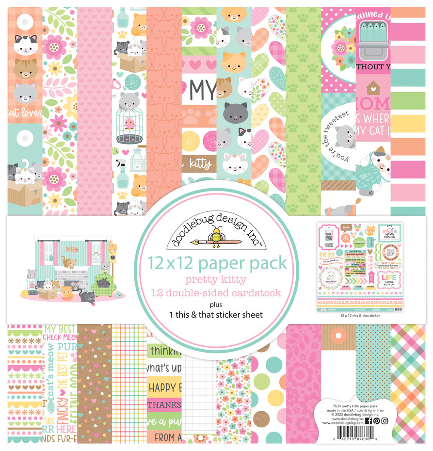 Doodlebug Design-Pretty Kitty 12x12 Inch Paper Pack