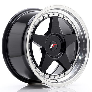 17" JR Wheels JR6 - Glossy Black Machined Lip