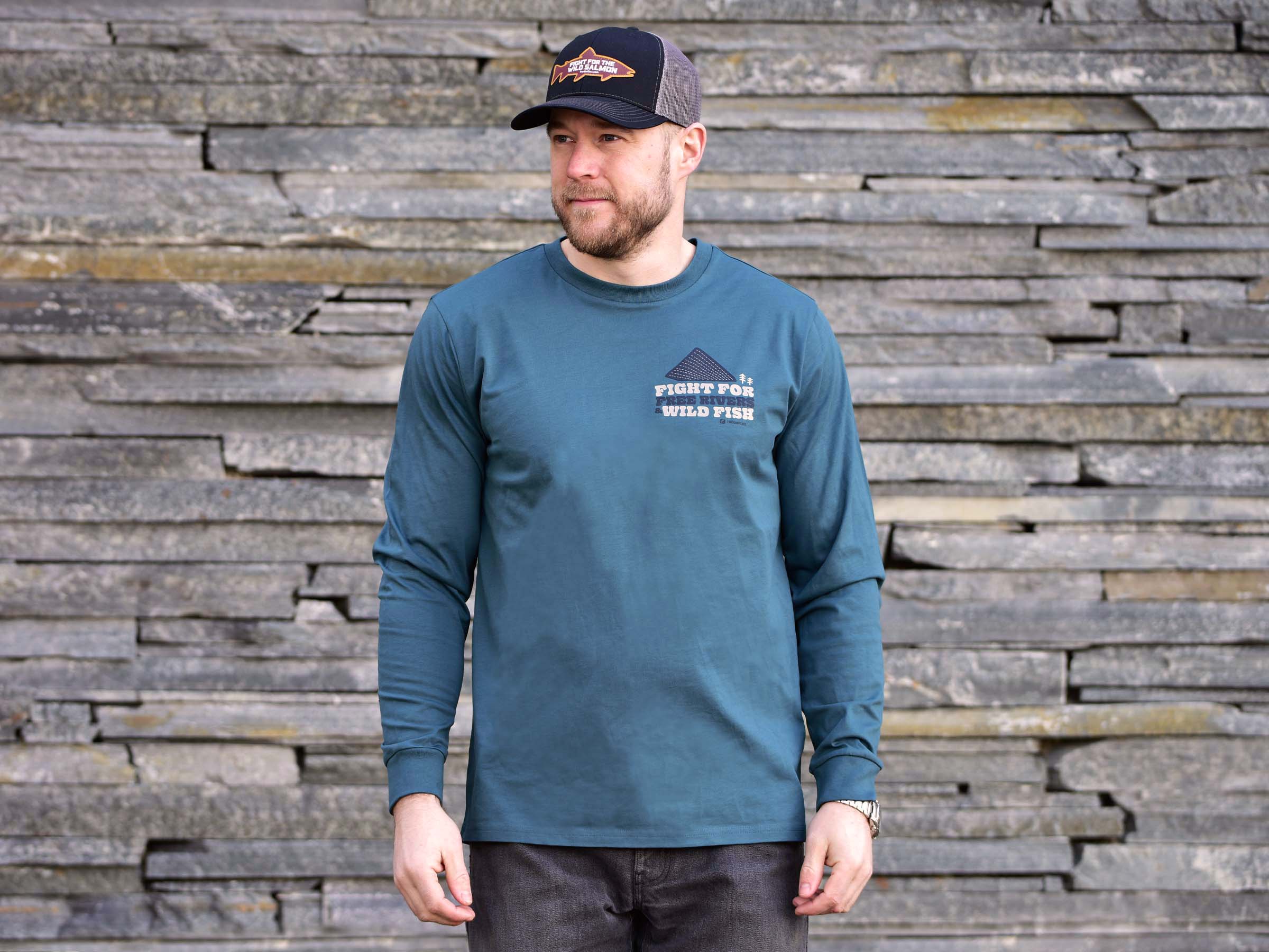 Mikael Frödin Free Rivers & Wild Fish' Long Sleeve - Earth Blue - 3