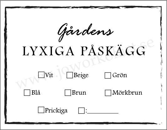 Etikett Lyxiga påskägg, kryss för färg,  9x7cm (Digital produkt) - 2