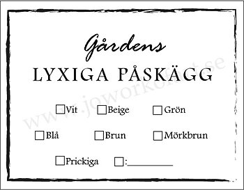 Etikett Lyxiga påskägg, kryss för färg,  9x7cm (Digital produkt)