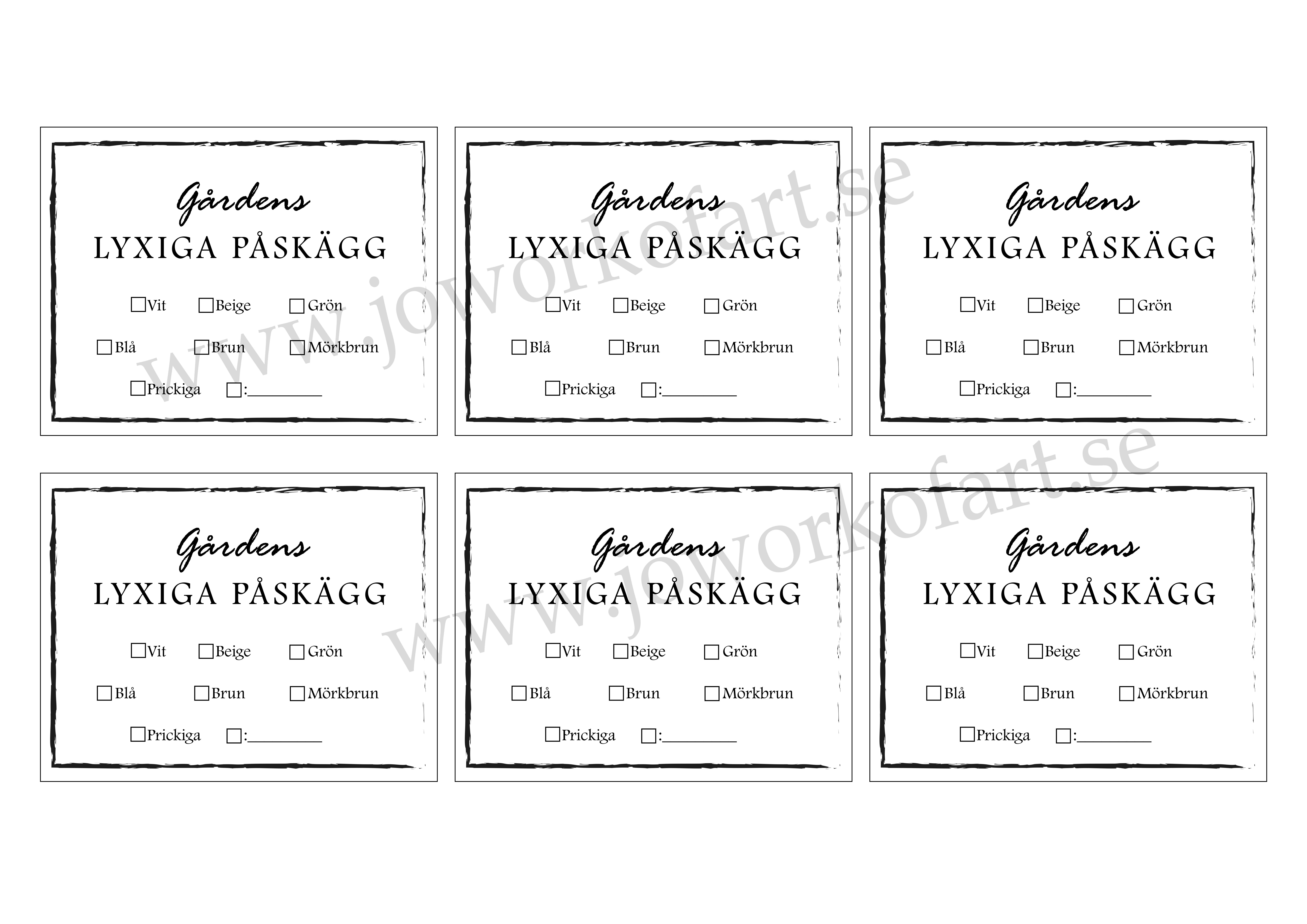 Etikett Lyxiga påskägg, kryss för färg,  9x7cm (Digital produkt) - 3
