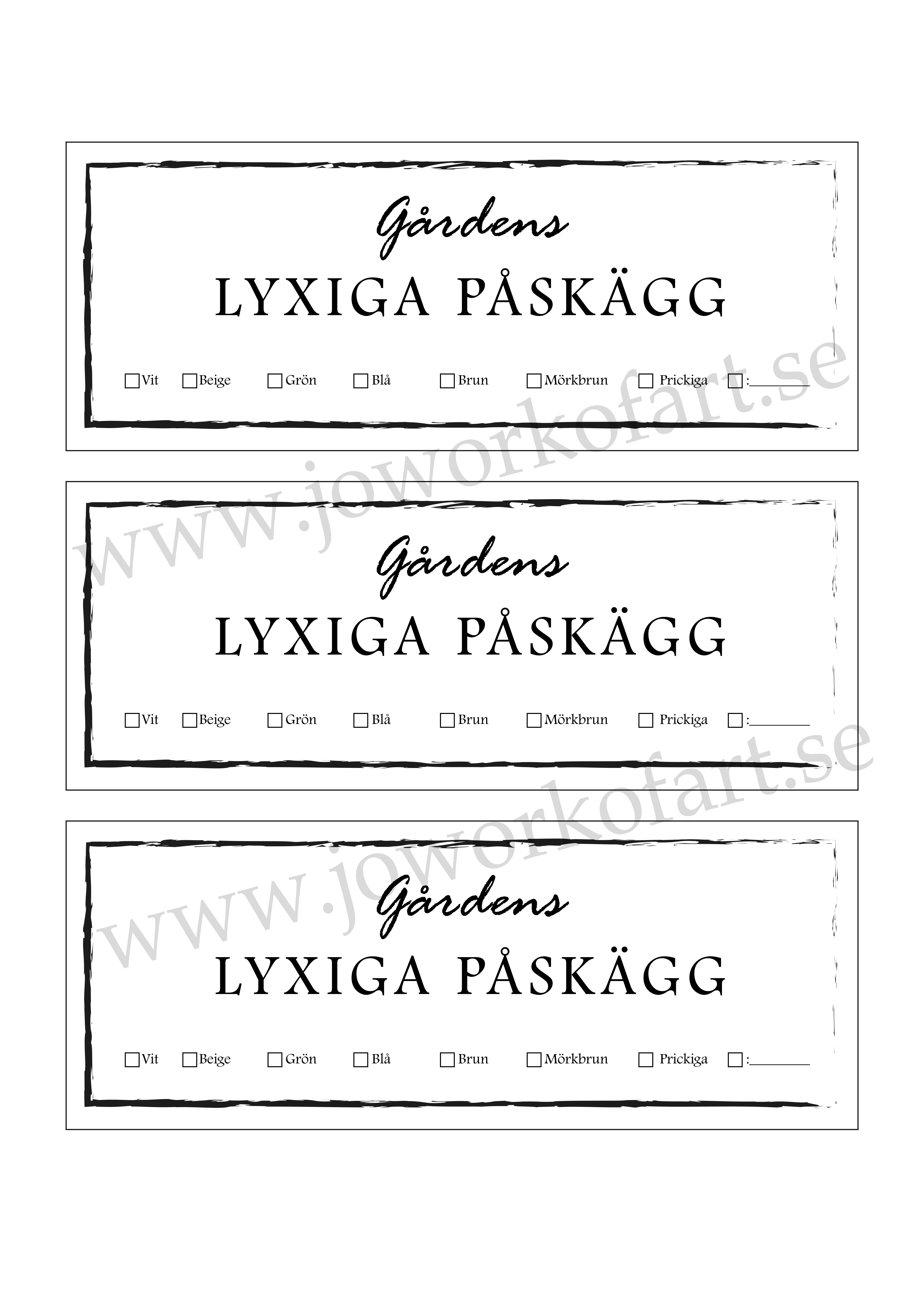 Etikett Lyxiga påskägg, kryss för färg,  18x7cm (Digital produkt) - 3