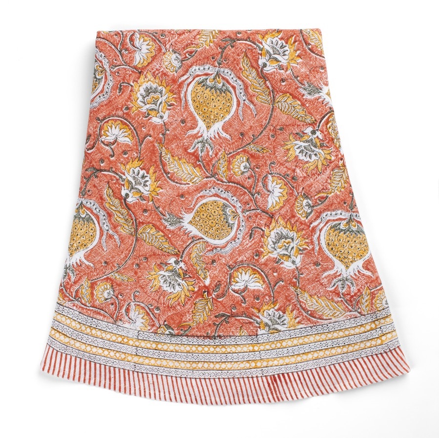 Chamois-pomegranate- rund linneduk-180cm