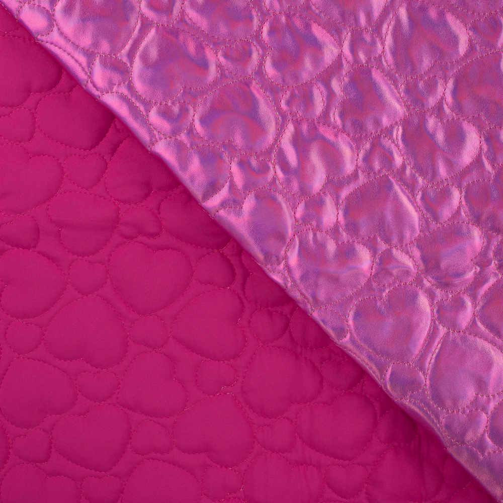 METALIC QUILT - HEARTS PINK - 3