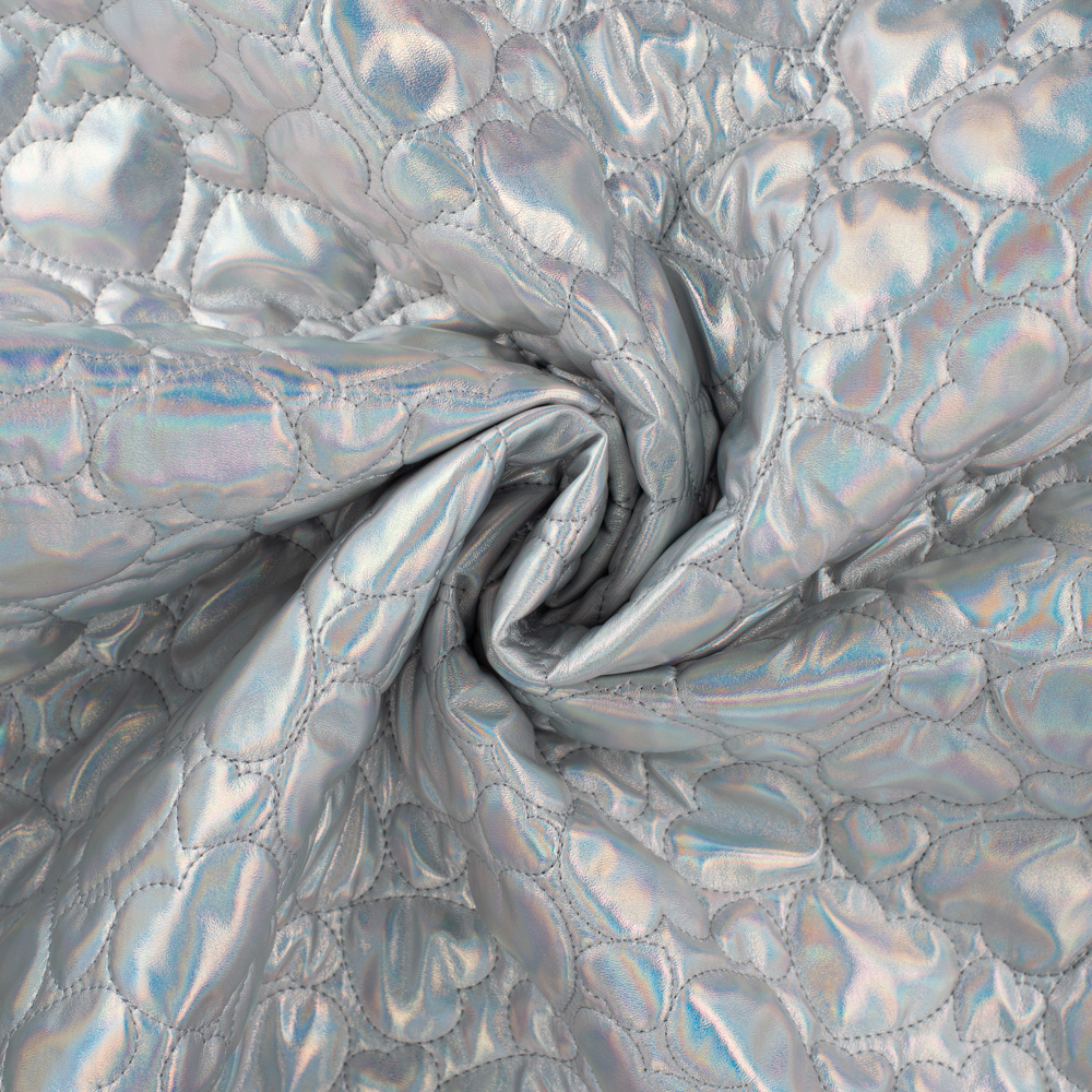 METALIC QUILT - HEARTS SILVER