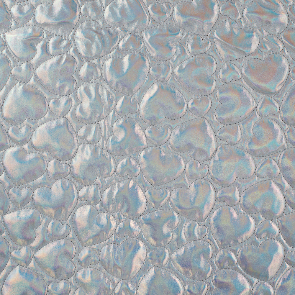 METALIC QUILT - HEARTS SILVER - 2