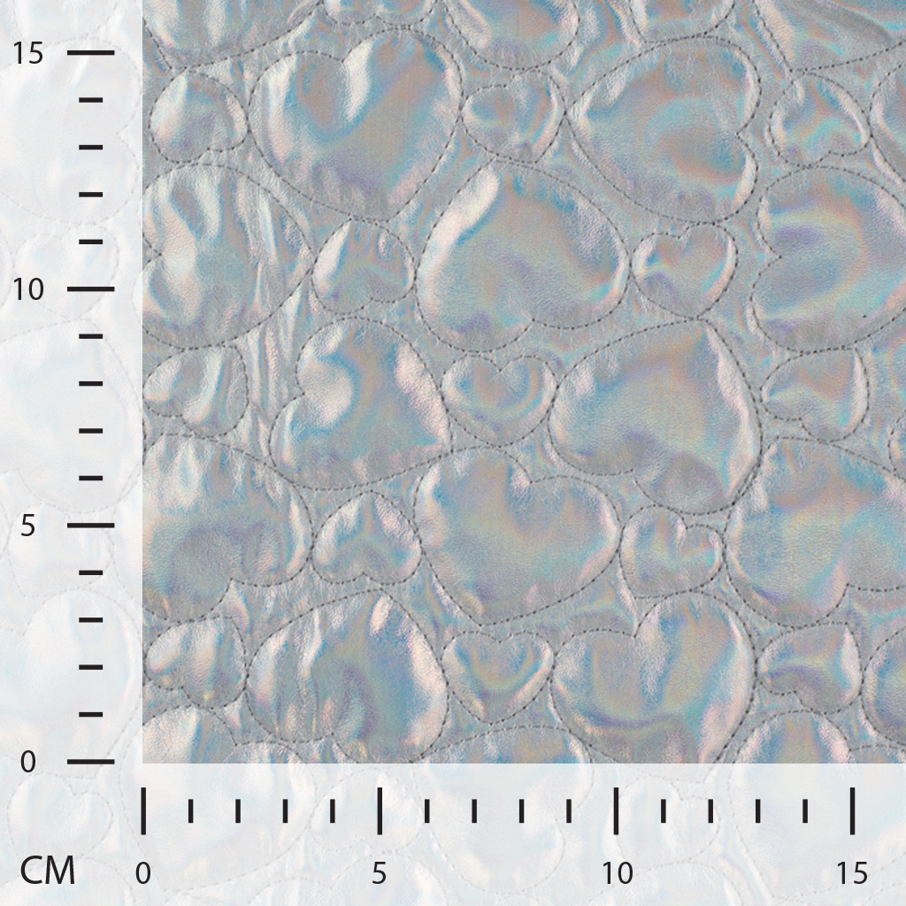 METALIC QUILT - HEARTS SILVER - 4