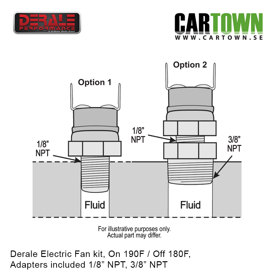 Fan Switch On 190F, Off 180F Derale - 2