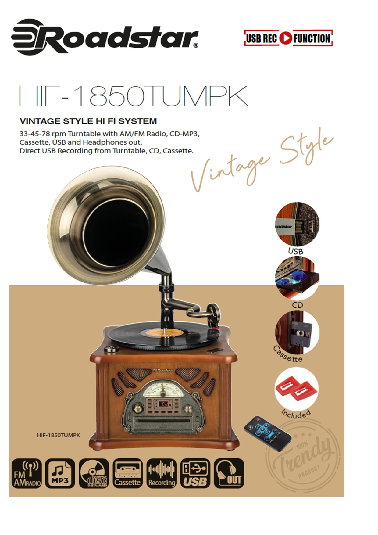 Roadstar Vintage musikcenter