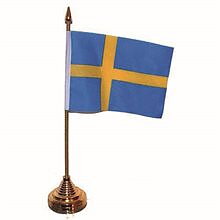Bordsflagga Sverige 31cm guld